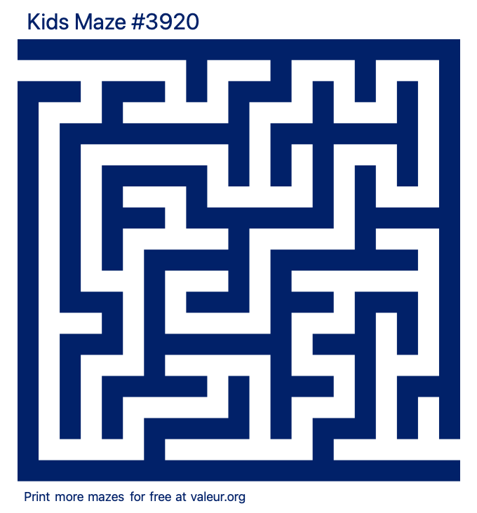 Free Printable Kids Maze number 3920