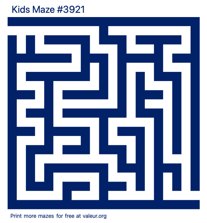 Free Printable Kids Maze number 3921