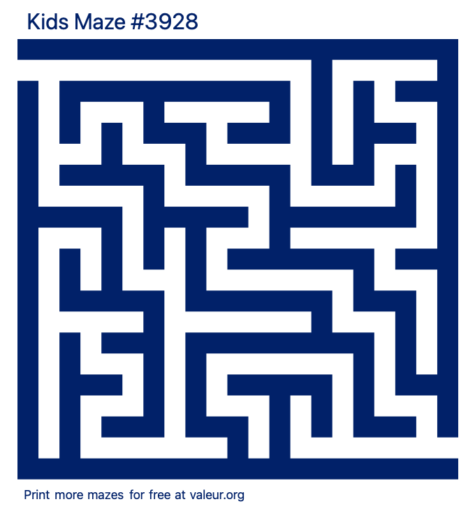 Free Printable Kids Maze number 3928