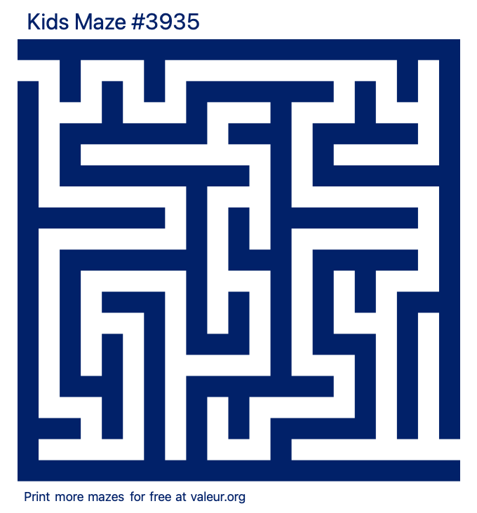 Free Printable Kids Maze number 3935