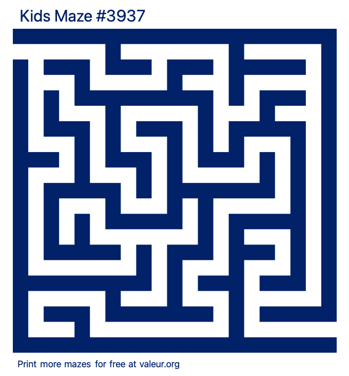 Free Printable Kids Maze number 3937