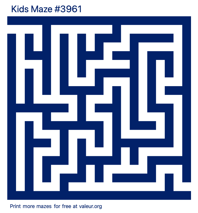 Free Printable Kids Maze number 3961
