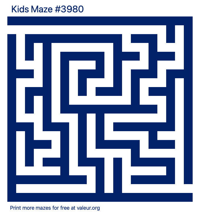 Free Printable Kids Maze number 3980