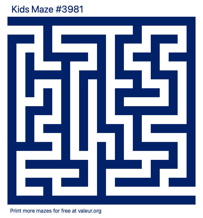 Free Printable Kids Maze number 3981