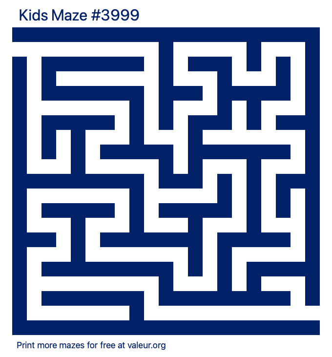 Free Printable Kids Maze number 3999