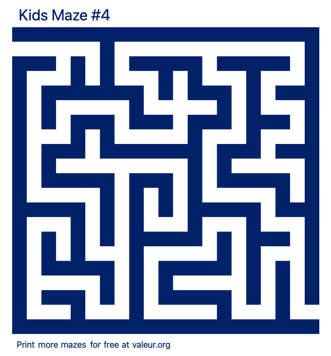 Free Printable Kids Maze number 4