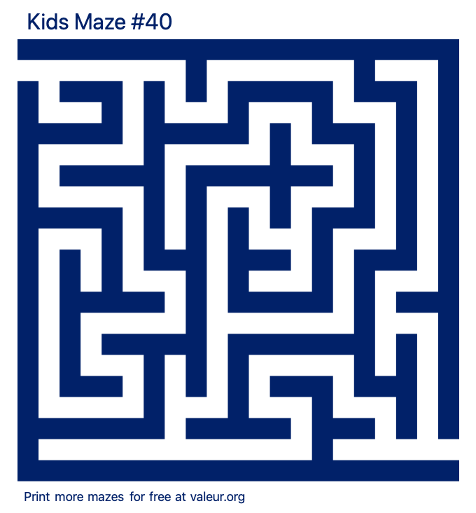 Free Printable Kids Maze number 40