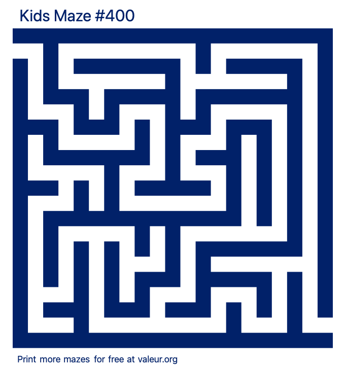 Free Printable Kids Maze number 400