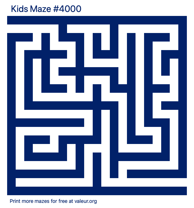 Free Printable Kids Maze number 4000