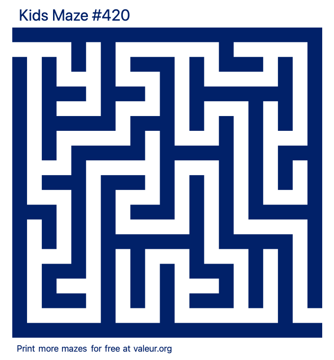 Free Printable Kids Maze number 420