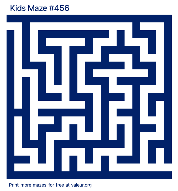 Free Printable Kids Maze number 456