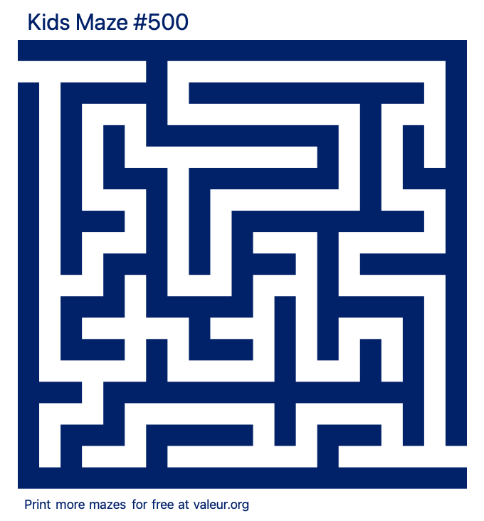 Free Printable Kids Maze number 500