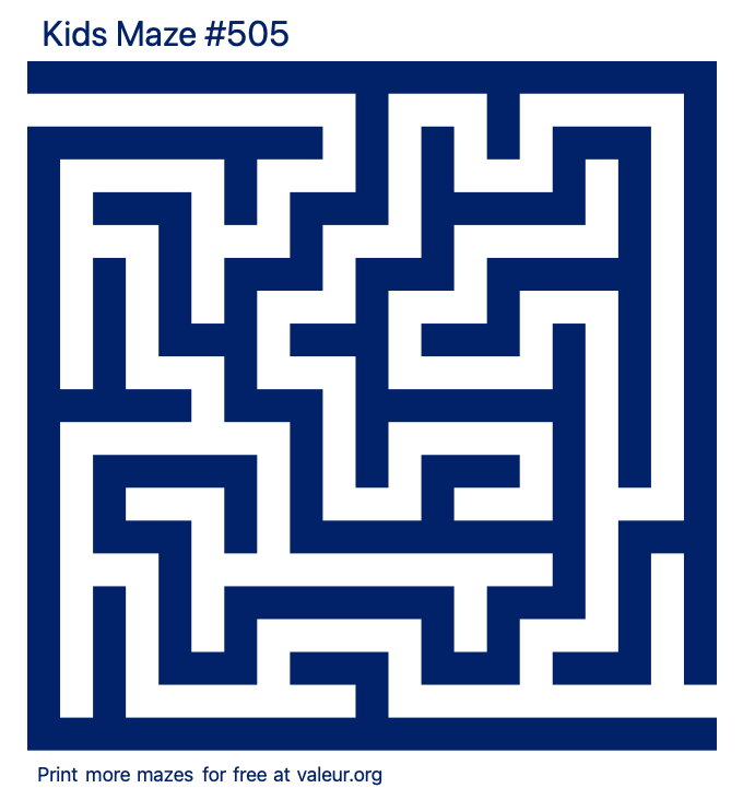 Free Printable Kids Maze number 505