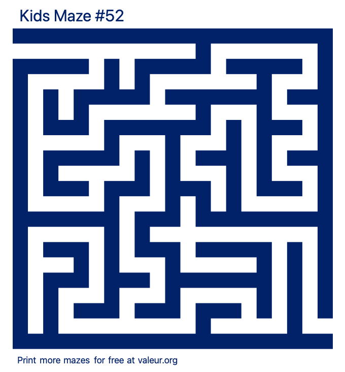 Free Printable Kids Maze number 52