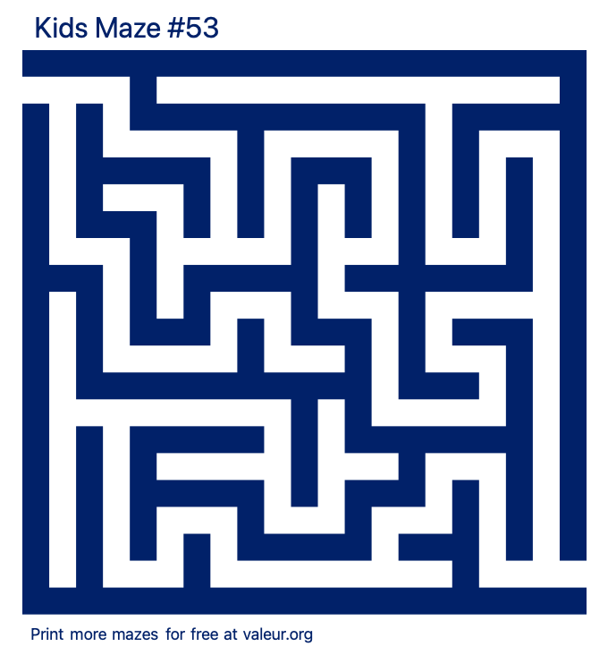 Free Printable Kids Maze number 53