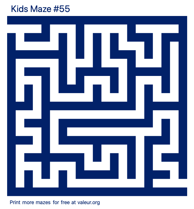 Free Printable Kids Maze number 55