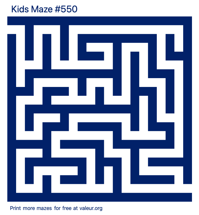 Free Printable Kids Maze number 550