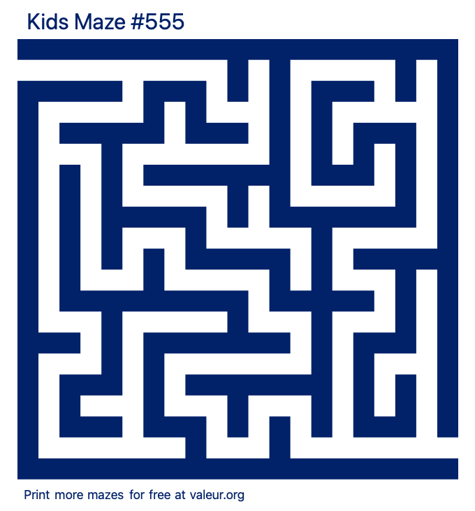 Free Printable Kids Maze number 555