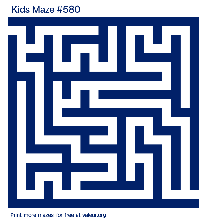 Free Printable Kids Maze number 580