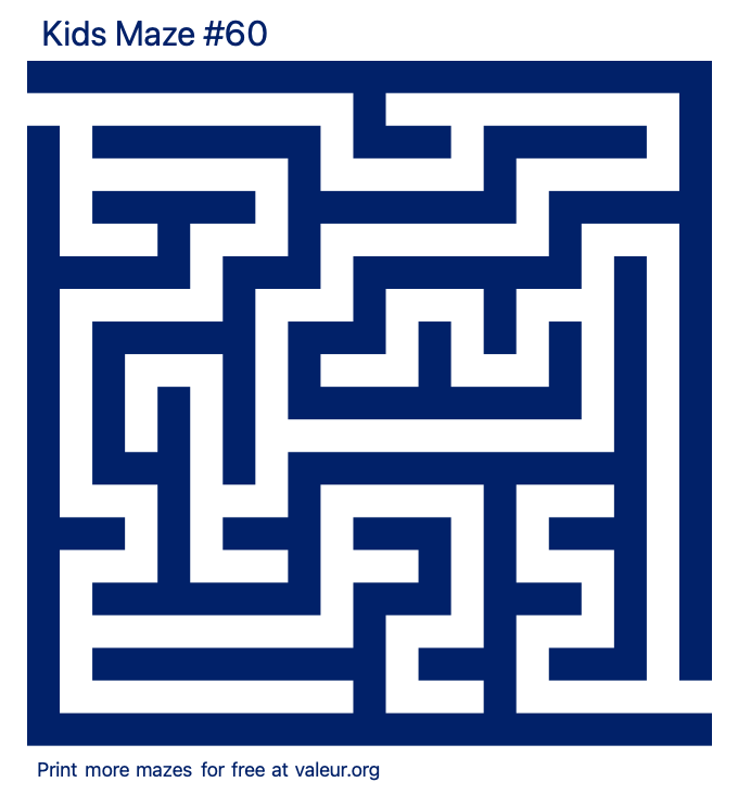 Free Printable Kids Maze number 60