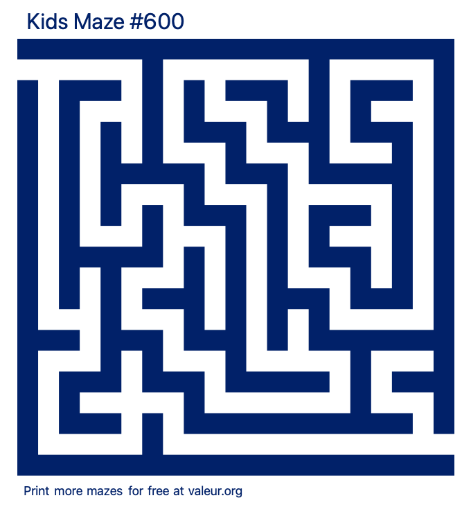 Free Printable Kids Maze number 600