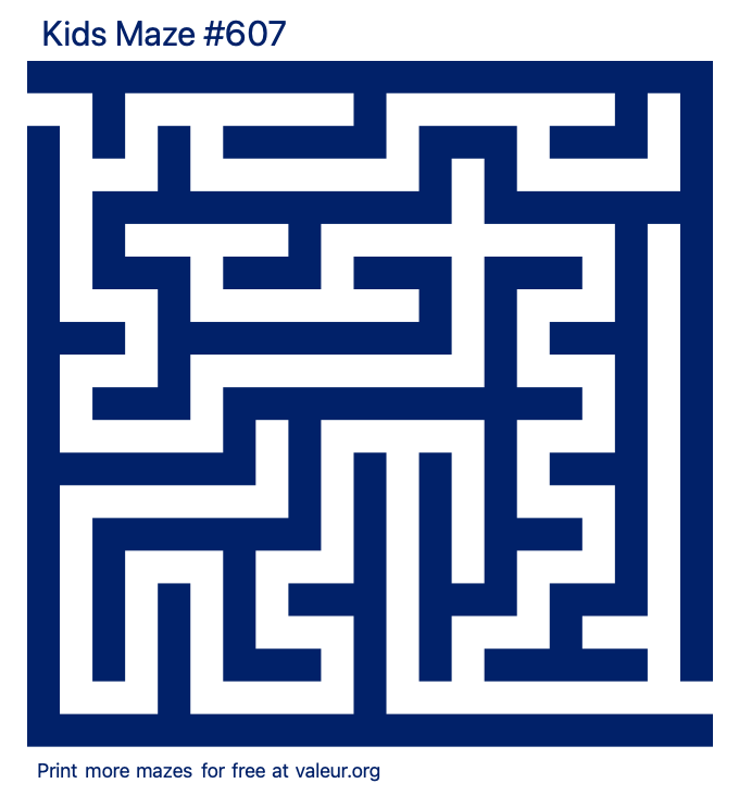 Free Printable Kids Maze number 607