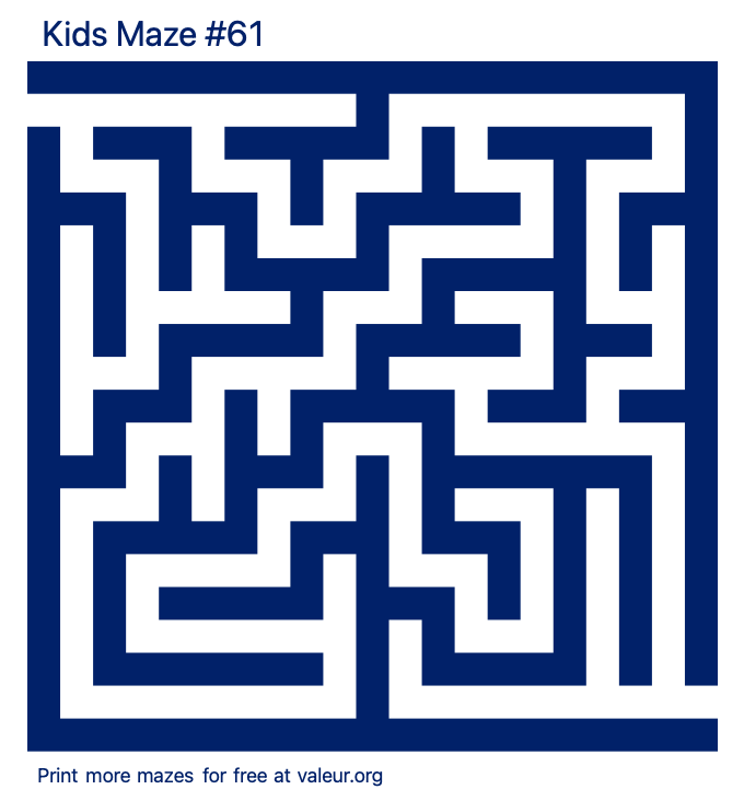 Free Printable Kids Maze number 61