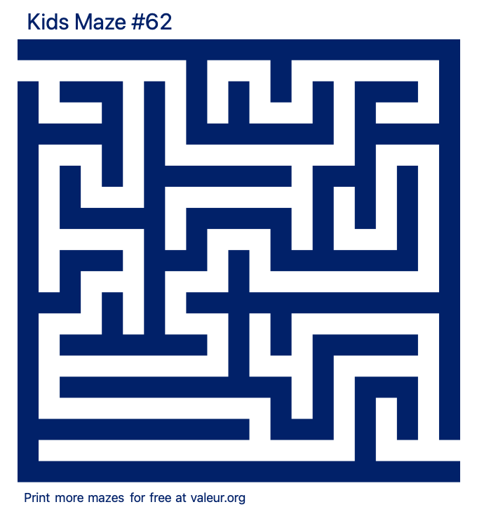 Free Printable Kids Maze number 62
