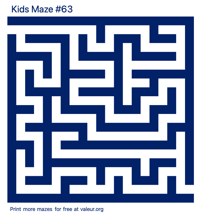 Free Printable Kids Maze number 63