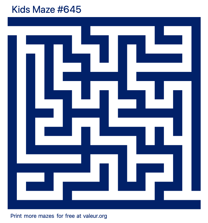 Free Printable Kids Maze number 645