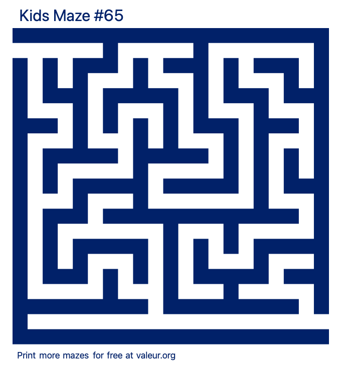 Free Printable Kids Maze number 65