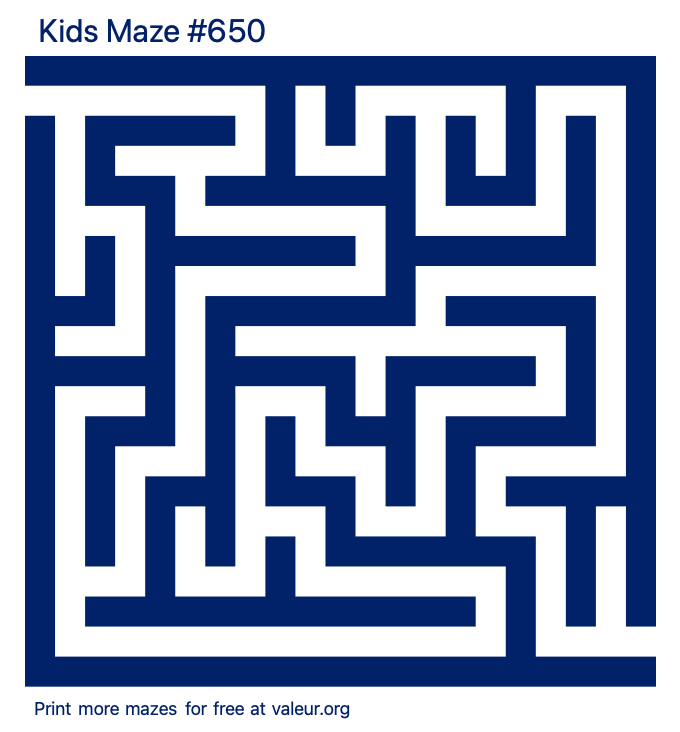 Free Printable Kids Maze number 650