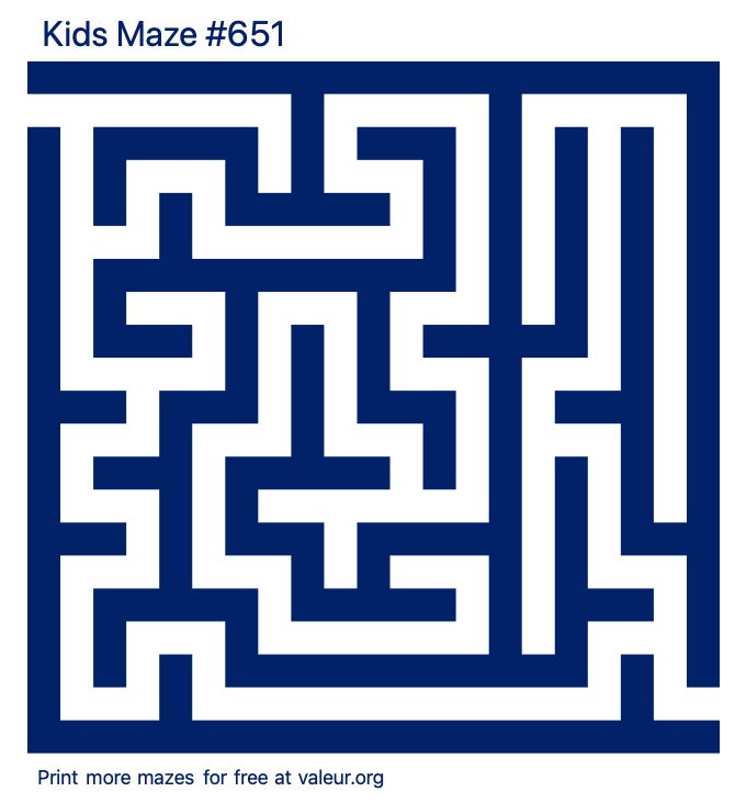 Free Printable Kids Maze number 651