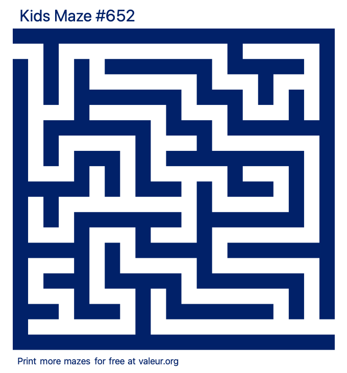 Free Printable Kids Maze number 652