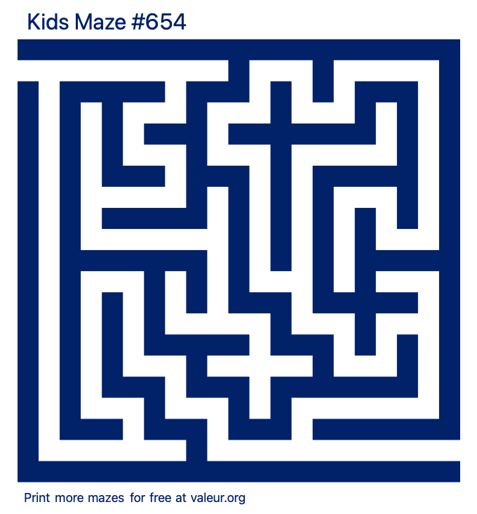 Free Printable Kids Maze number 654