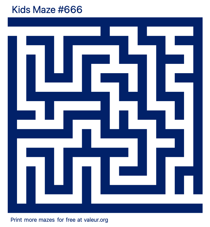 Free Printable Kids Maze number 666