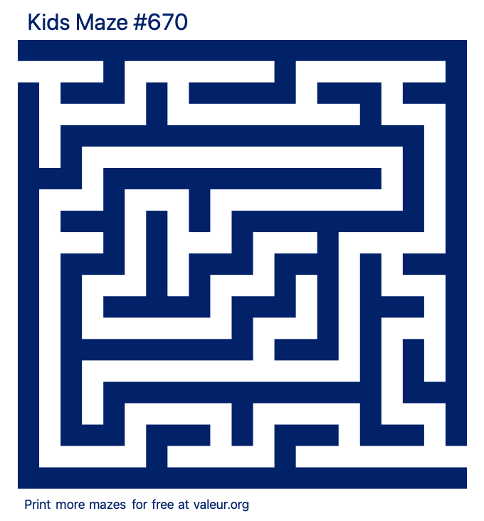 Free Printable Kids Maze number 670