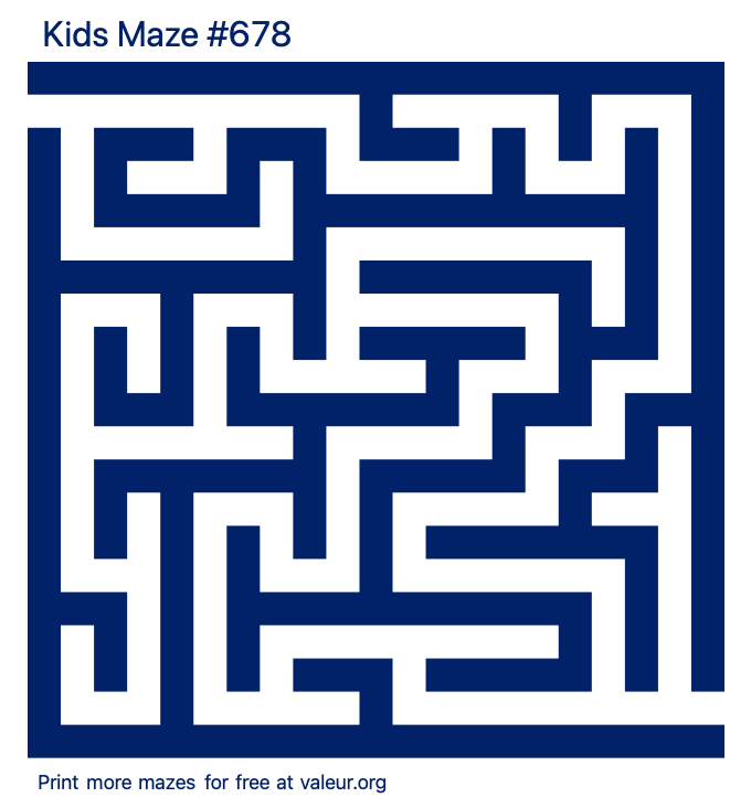 Free Printable Kids Maze number 678