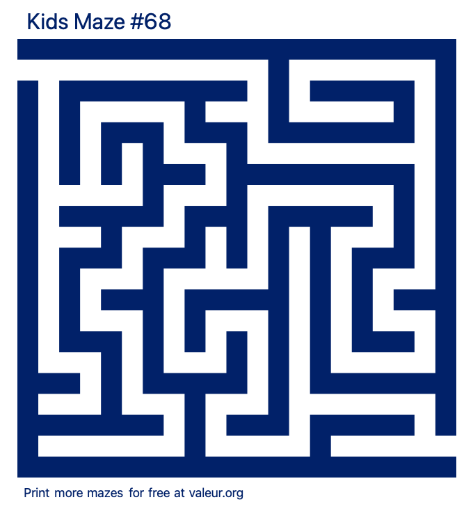 Free Printable Kids Maze number 68