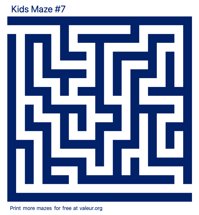 Free Printable Kids Maze number 7