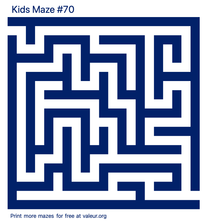 Free Printable Kids Maze number 70