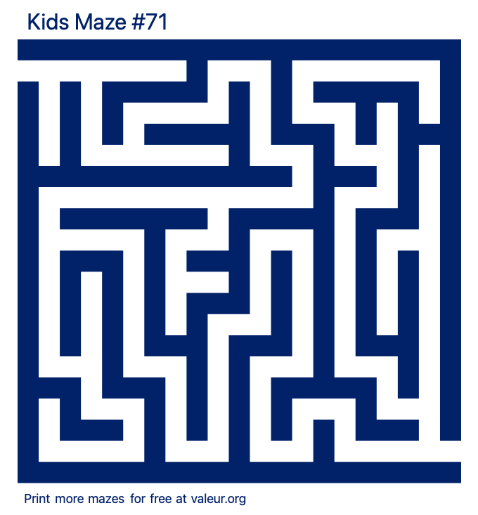 Free Printable Kids Maze number 71