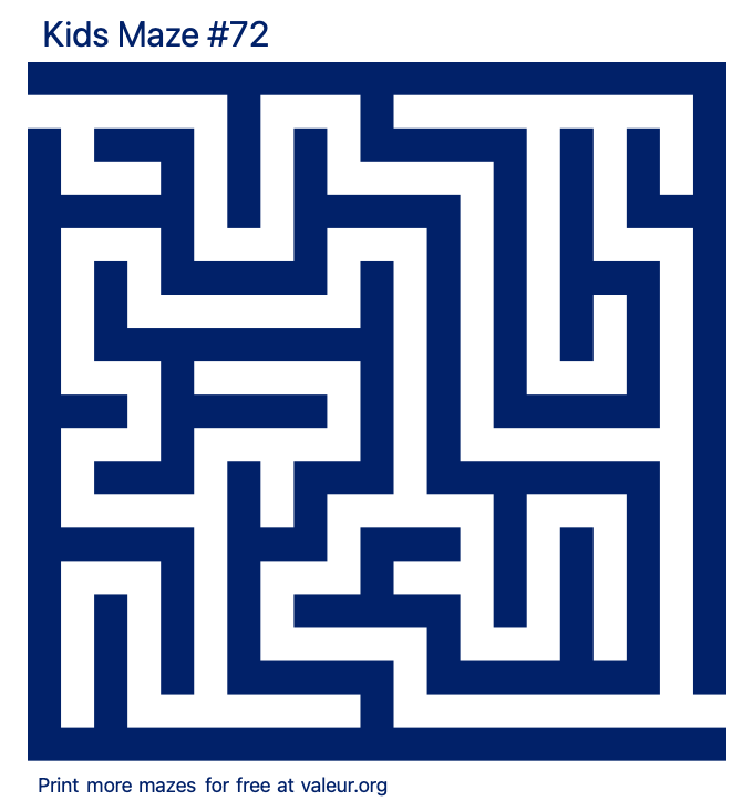 Free Printable Kids Maze number 72