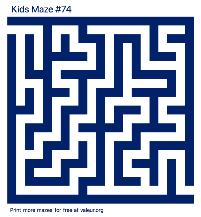 Free Printable Kids Maze number 74