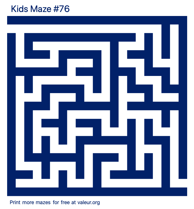 Free Printable Kids Maze number 76