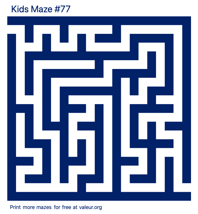 Free Printable Kids Maze number 77