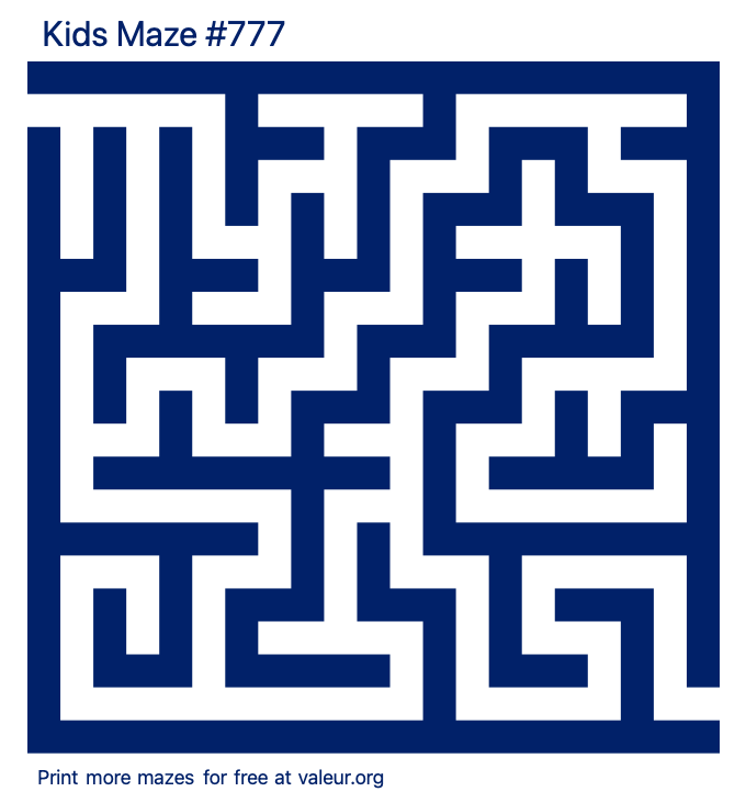 Free Printable Kids Maze number 777