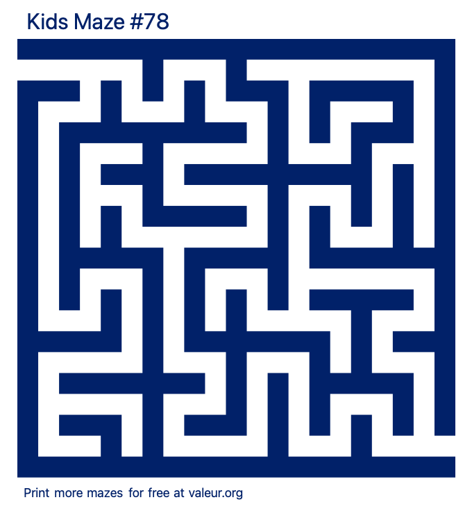 Free Printable Kids Maze number 78