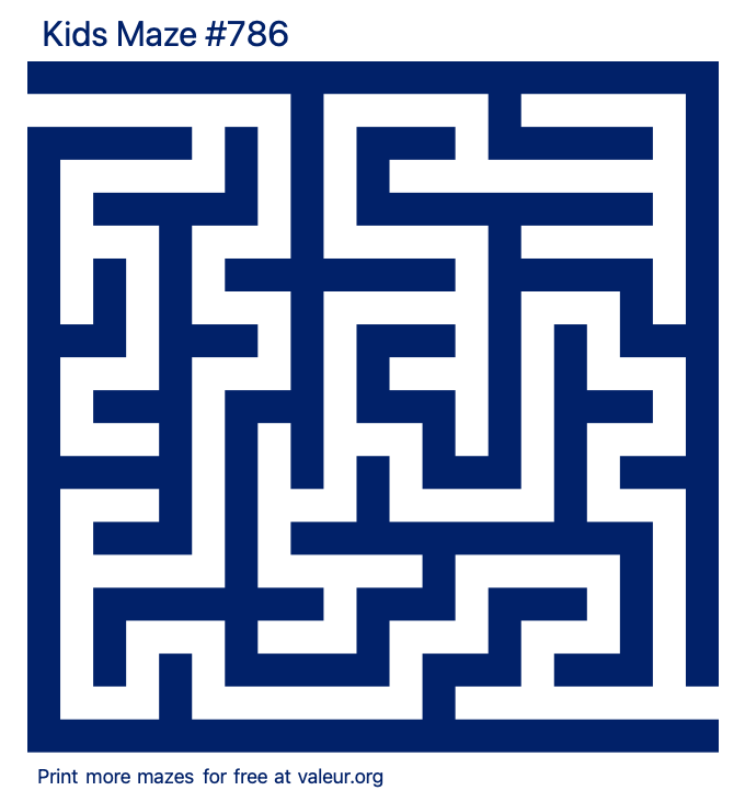 Free Printable Kids Maze number 786