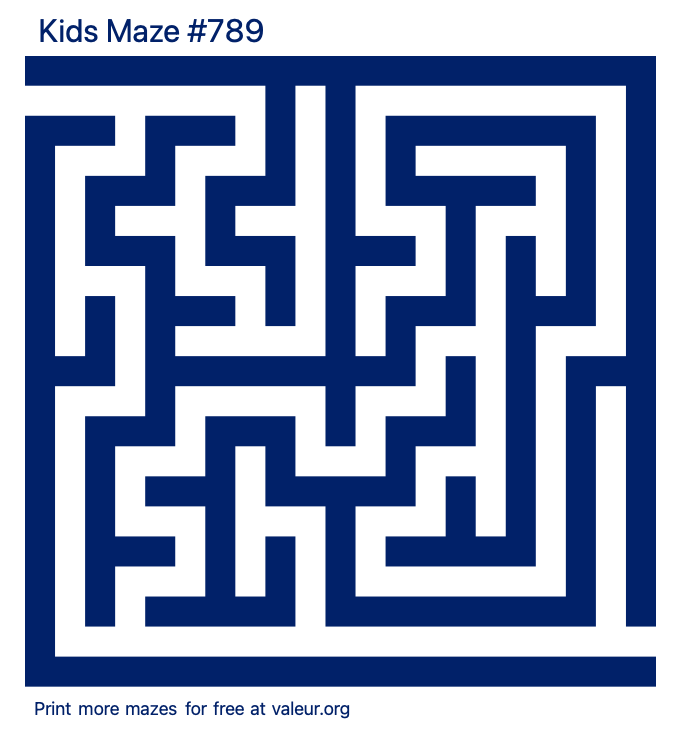 Free Printable Kids Maze number 789